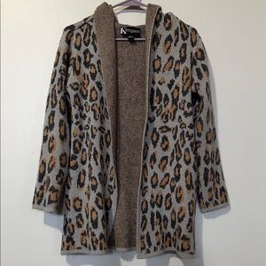 Taupe Leopard Teddy Jacket with Hood
